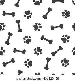 Seamless vector pattern - bones and traces of paws