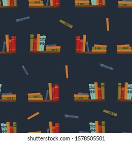 seamless vector pattern with books bookshelves