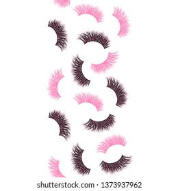 Seamless Vector Pattern Border with Lashes and glitter effect