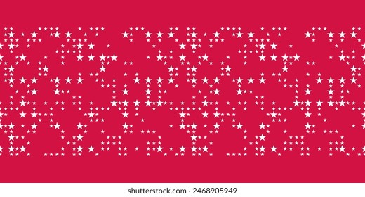 Seamless vector pattern Border with little white stars on red background. 4th July irregular abstract geometric pattern. Independence day background.