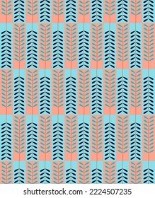 Seamless vector pattern, a botanical theme, punchy colors