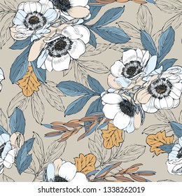 Seamless vector pattern with bouquet of gerberas