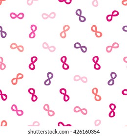 Seamless Vector Pattern of Bows or Infinity Signs for Fabric, Linen, Wrapping Paper, Wallpaper etc.