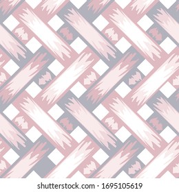 Seamless vector pattern braiding texture on white background. Simple woven 3d wallpaper design with pink and purple.