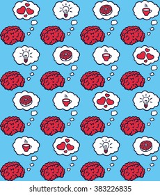 Seamless vector pattern with brain
