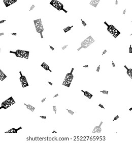 Seamless vector pattern with a branch in a bottle symbols, creating a creative monochrome background with rotated elements. Vector illustration on white background
