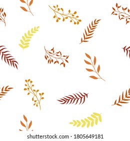 Seamless vector pattern with branches. Floral pattern with branch and leaves. Nature ornamental pattern.  autumn pattern
