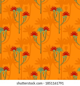 Seamless vector pattern with branches of flowers. Simple background for printing onto fabric or paper.