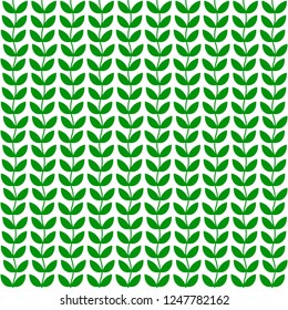 Seamless vector pattern with branches with leaves. Green and white vertical natural design for fabric, surface, web decoration.