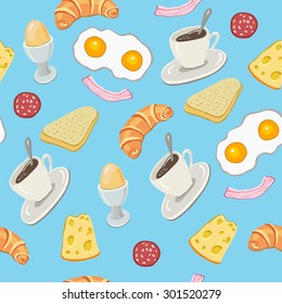 Seamless Vector Pattern Of Breakfast Foods