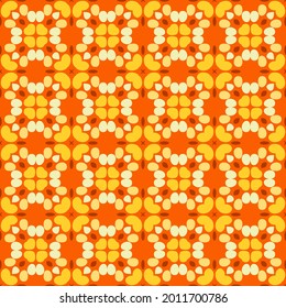 Seamless vector pattern with bright abstract ornament. Print in yellow and orange for textiles, paper and other surfaces. 