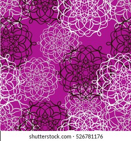 Seamless vector pattern. Bright abstract floral pattern on the pink background.