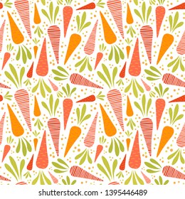 Seamless vector pattern with bright carrots.