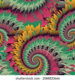 Seamless vector pattern in bright colors. Tie-dye design, ethnic style, psychedelic. Good print for wrapping paper, packaging design, wallpaper, ceramic tiles, and textile