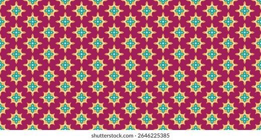 Seamless vector pattern with bright decorative ornament on pink background. Geometric design for printing on textile, fabric, paper, covers and other surfaces.