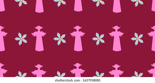 Seamless vector pattern. Bright design. The figure of an angel with wings. Easter decoration.