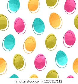 Seamless vector pattern with bright easter eggs. Happy Easter background.