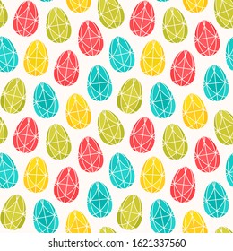 Seamless vector pattern with bright Easter eggs. 