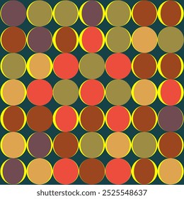 A seamless, vector pattern of bright, geometric circles.