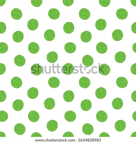 Seamless vector pattern with bright green tennis balls on white background. Concept of sports design, athletic equipment, playful sport-themed surface, active lifestyle