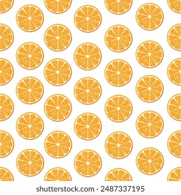 Seamless vector pattern with bright and juicy oranges.