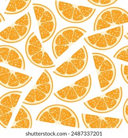 Seamless vector pattern with bright and juicy oranges.