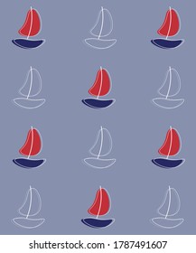 Seamless vector pattern with bright ships