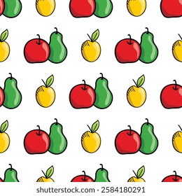 Seamless vector pattern with bright summer fruit. Trendy and colorful of Summer fruits