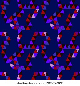 seamless vector pattern of bright triangular modules on blue background