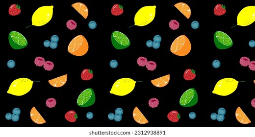 Seamless vector pattern. Bright tropical citrus fruit berries. EPS10 vector.