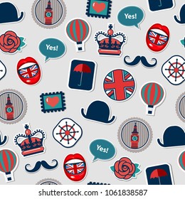 seamless vector pattern with british symbols