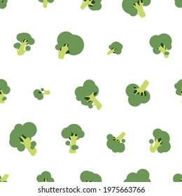 Seamless vector pattern of broccoli on white background