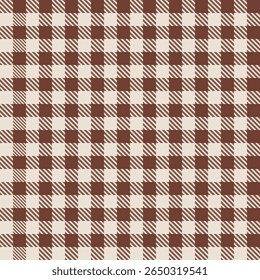 Seamless vector pattern brown cream gingham checkered background texture textile cozy picnic rustic style vintage cotton tablecloth design square minimal retro seamless vector pattern
