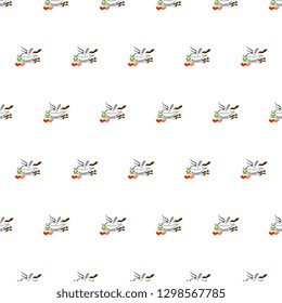 Seamless vector pattern with brown grains of coffee, cup and saucer, green leaves, red hearts, artistic, on a white background. Bright illustration. Beautiful tile, wrapper, cover, textile, postcard, 