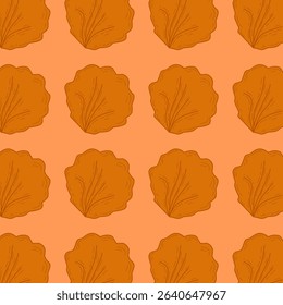 A seamless vector pattern of brown oak leaves in a cartoon flat style. Perfect for fall-themed backgrounds, seasonal designs, Thanksgiving decor, and natural pattern.