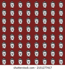 Seamless vector pattern of the Buddha head.