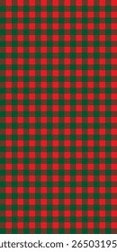 Seamless vector pattern buffalo plaid red green checkered tartan background Christmas festive texture fabric flannel cozy seasonal traditional textile winter decoration holiday style