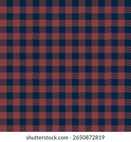 Seamless vector pattern buffalo plaid navy blue burgundy checkered background traditional tartan fabric texture classic rustic style textile design lumberjack flannel vintage cozy winter material