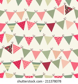 Seamless vector pattern with bunting