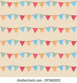 Seamless vector pattern with bunting