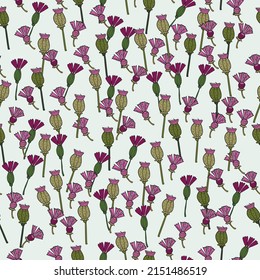 Seamless vector pattern with burdock flowers.  Endless texture for decoration, stationery, textile, wrapping paper