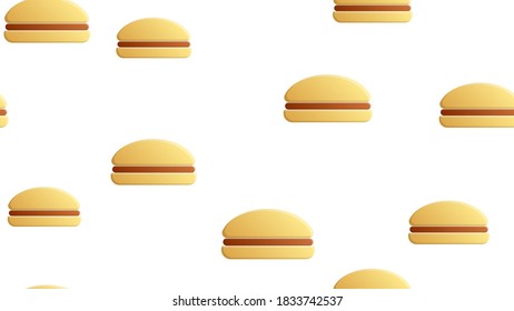 Seamless vector pattern with burger on white background.