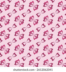 Seamless vector pattern with burgundy and pink bows, diagonally located on a pink background, suitable for printing on paper and fabric, creating a background for design.