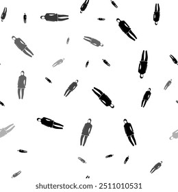 Seamless vector pattern with burkini symbols, creating a creative monochrome background with rotated elements. Vector illustration on white background