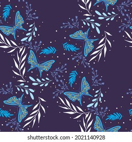 Seamless vector pattern with butterflies.