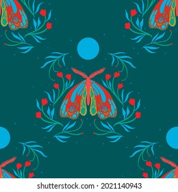 Seamless vector pattern with butterflies.