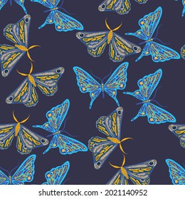 Seamless vector pattern with butterflies.