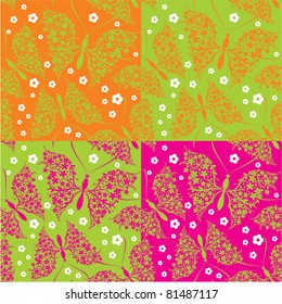 seamless vector pattern and butterflies