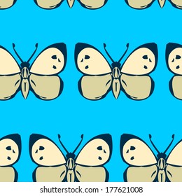 seamless vector pattern with butterflies,  vector illustration