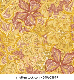 Seamless vector pattern with butterflies for textile, fabric or wallpaper